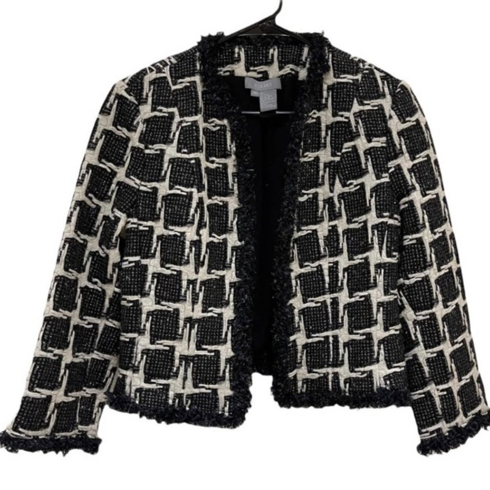 Eccoci Black and White Blazer- 80s Chanel Vibes! Sz 10